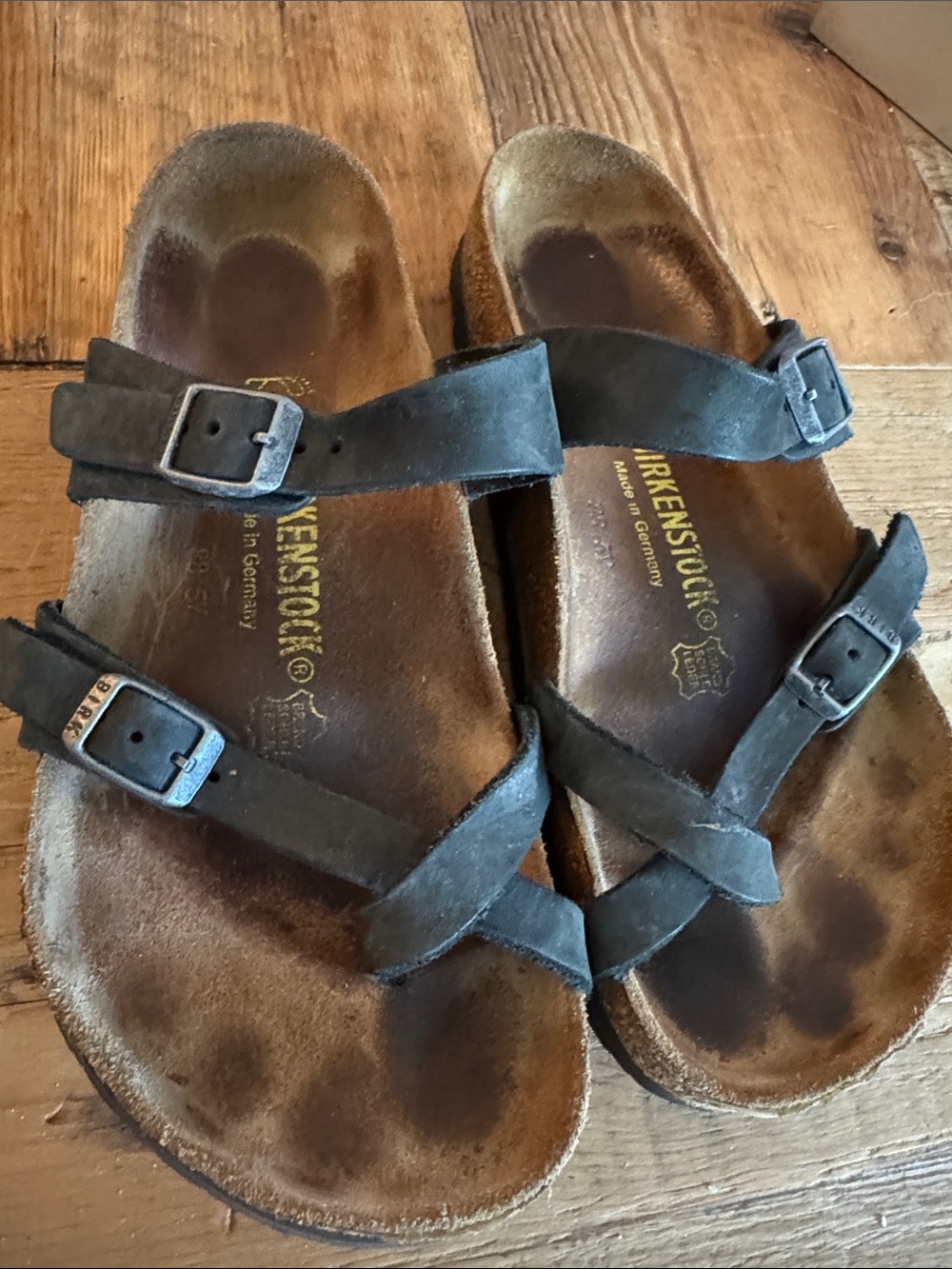 Birkenstock black leather sandals. Size 38 (7.5)